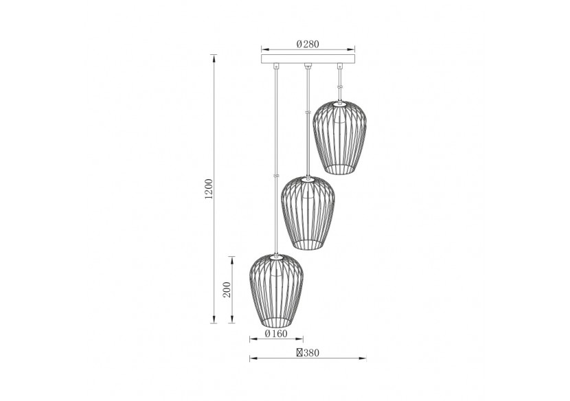 Suspension Wiring Noir, 3xE27 - BV03-00051 - Braytron