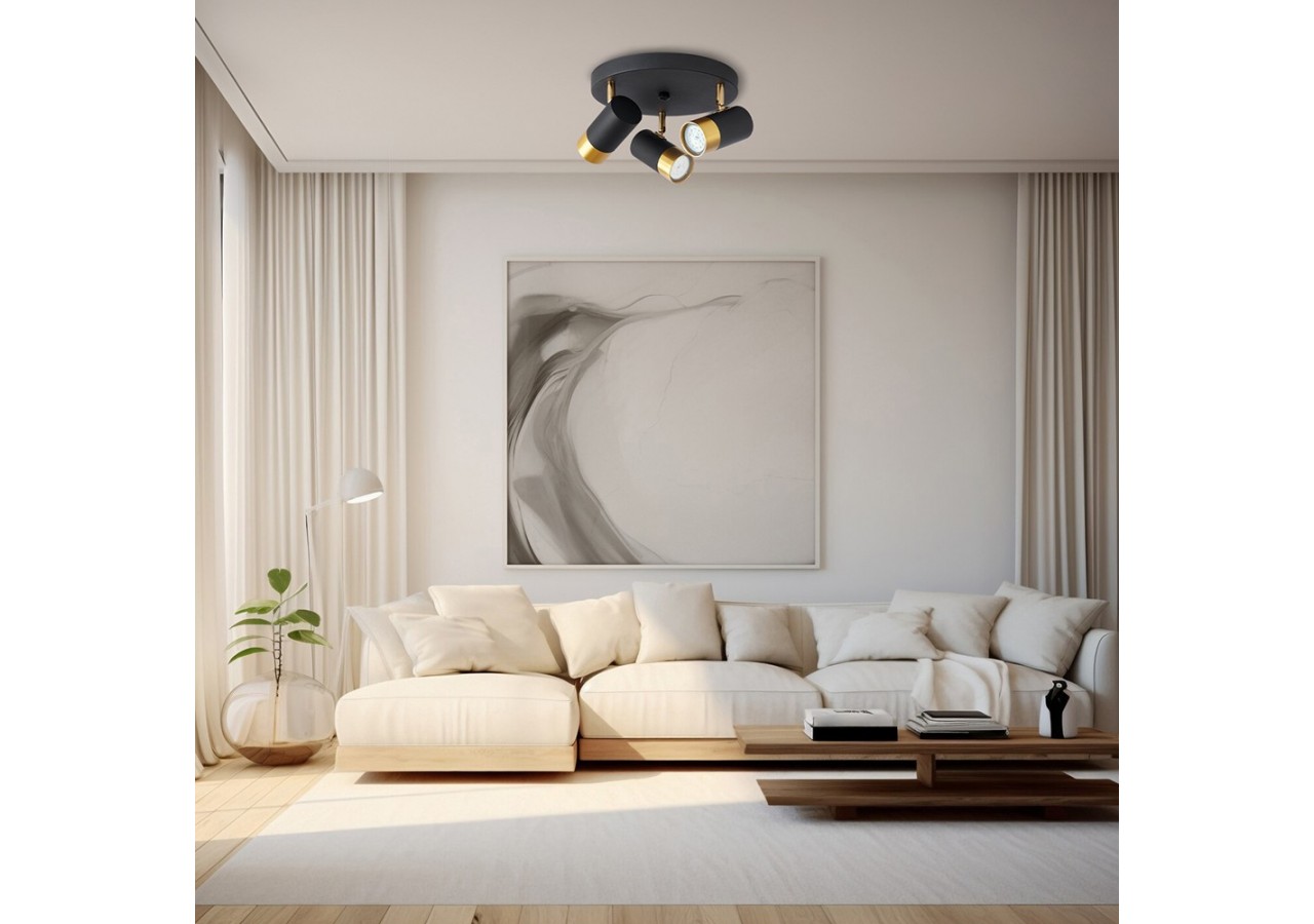 Plafonnier Or / Noir, 3xGU10 - BV04-00021 - Braytron