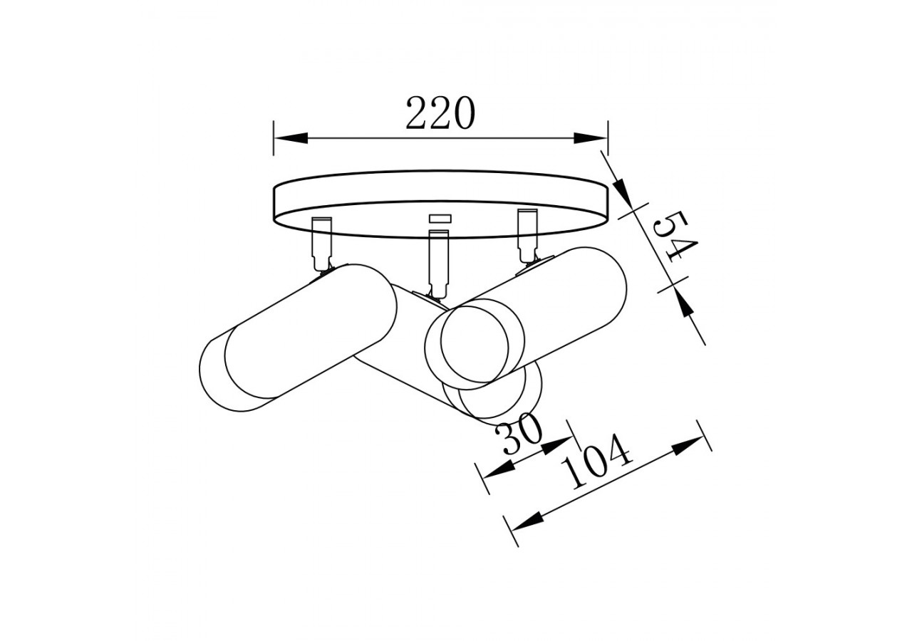 Plafonnier Or / Noir, 3xGU10 - BV04-00021 - Braytron