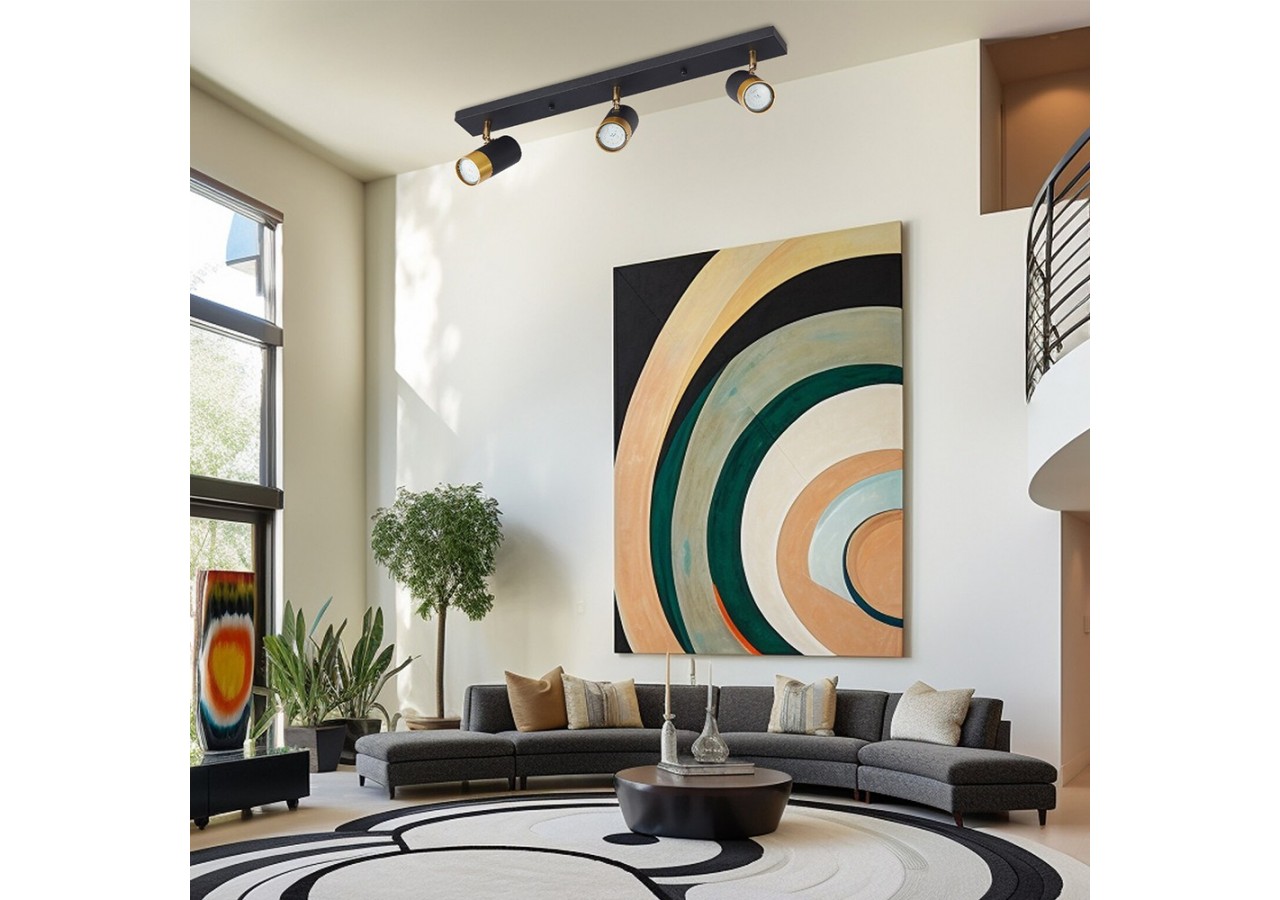 Plafonnier Or / Noir, 3xGU10 - BV04-00023 - Braytron