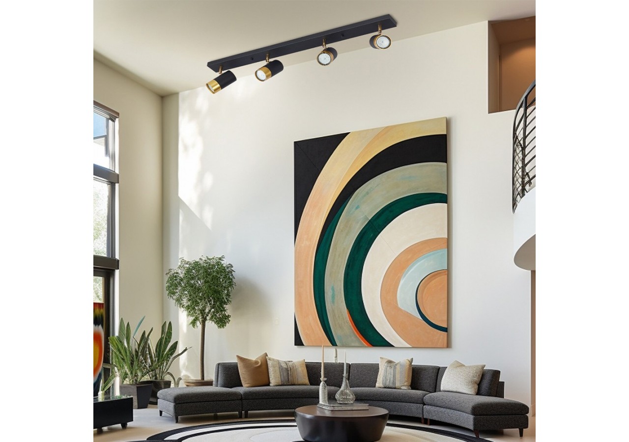 Plafonnier Or / Noir, 4xGU10 - BV04-00024 - Braytron