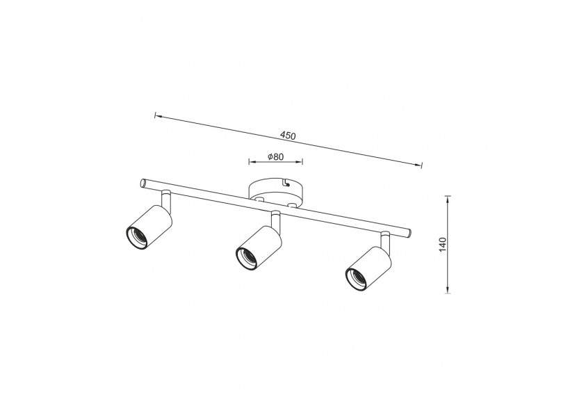 Plafonnier Noir, 3xE27 - BV04-00032 - Braytron