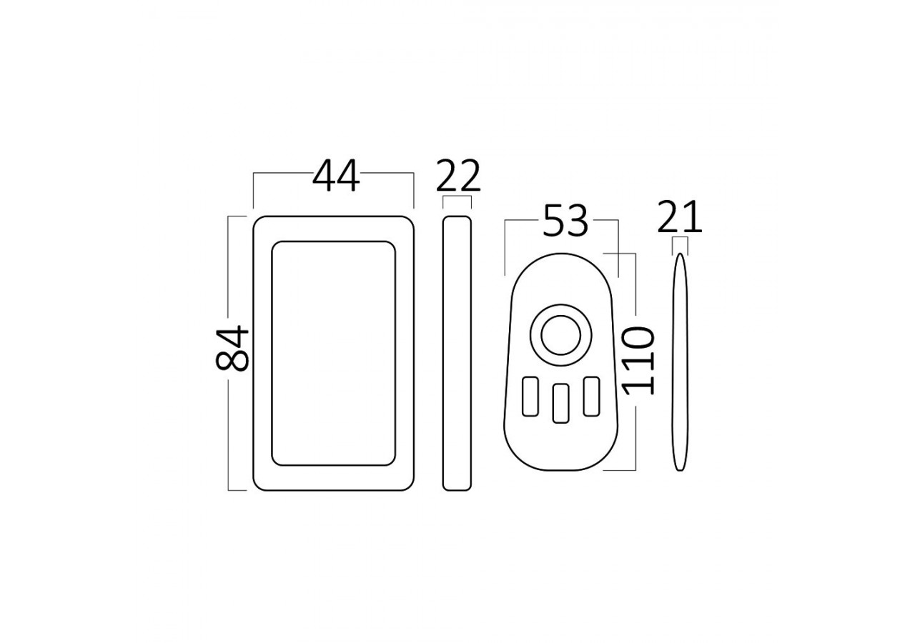 Télécommande RGB 110mm Blanche - BY30-01120 - Braytron