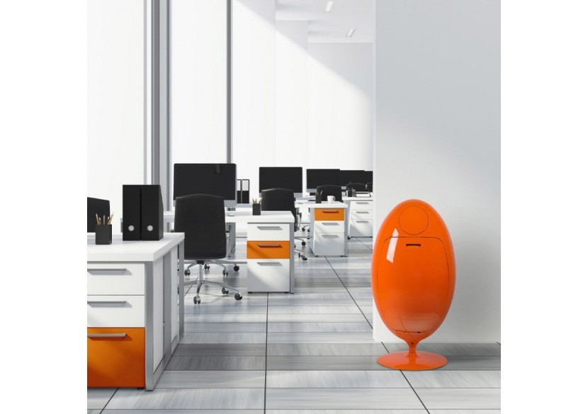 Poubelle de tri sélectif 3 compartiments de 18l Ovetto Galà orange brillant - S-DOV010G0305 - Soldidesign