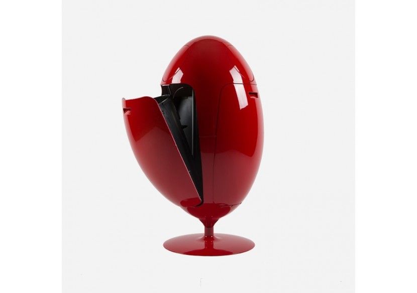 Poubelle de tri sélectif 3 compartiments de 18l Ovetto Galà rouge brillant - S-DOV010G0301 - Soldidesign