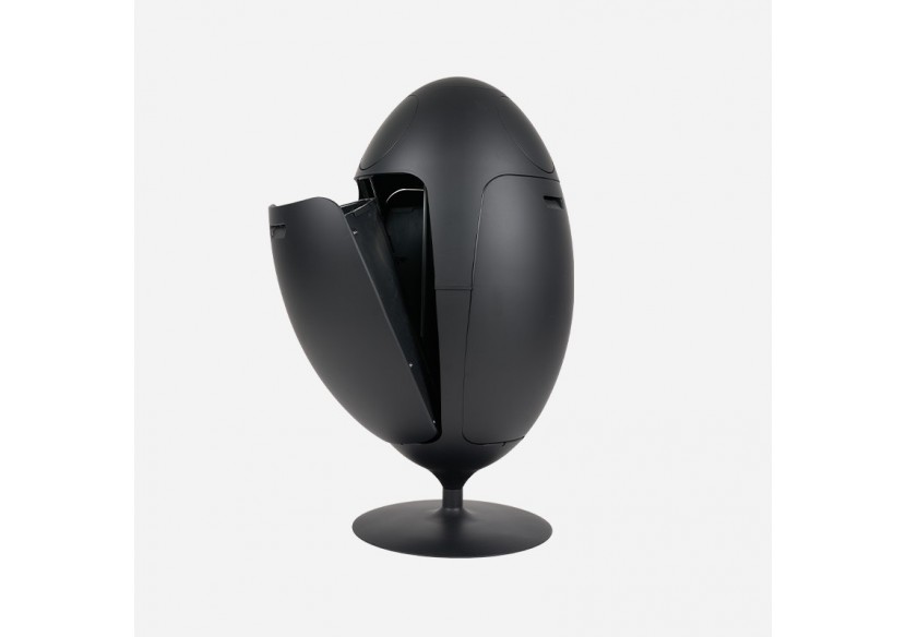 Poubelle de tri sélectif 3 compartiments de 18l Ovetto Galà noir mat - S-DOV010G0309 - Soldidesign