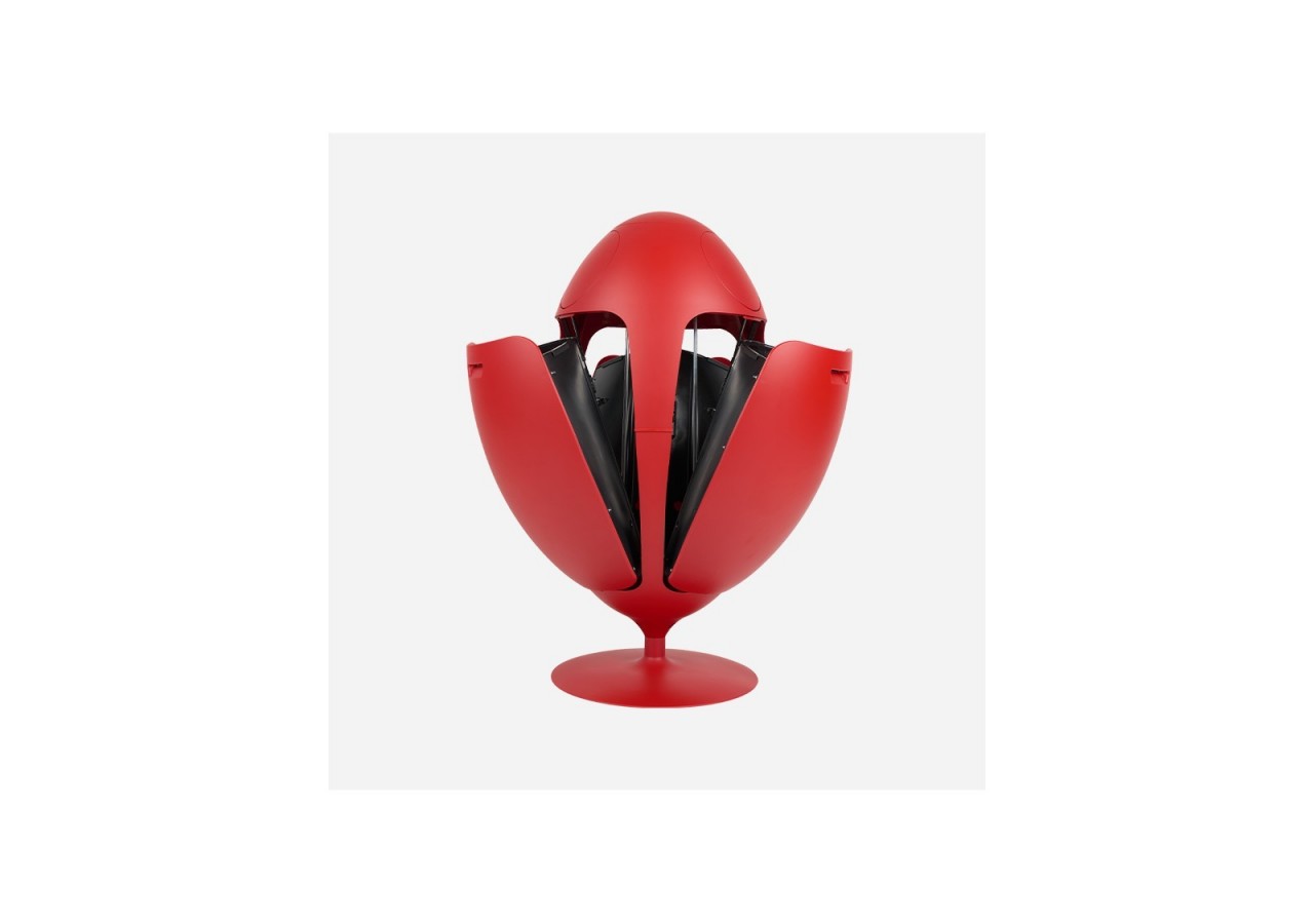 Poubelle de tri sélectif 3 compartiments de 18l Ovetto Galà rouge mat satiné - S-DOV010G0311 - Soldidesign