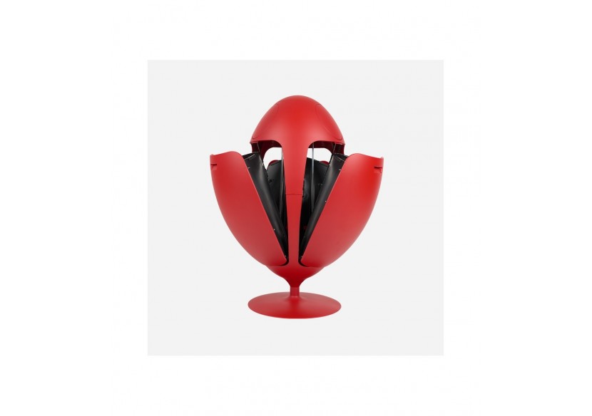 Poubelle de tri sélectif 3 compartiments de 18l Ovetto Galà rouge mat satiné - S-DOV010G0311 - Soldidesign