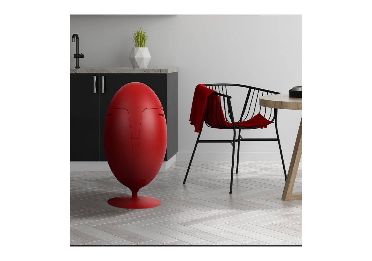 Poubelle de tri sélectif 3 compartiments de 18l Ovetto Galà rouge mat satiné - S-DOV010G0311 - Soldidesign