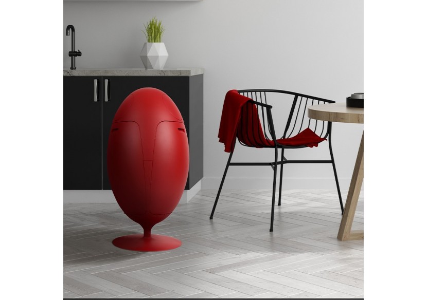 Poubelle de tri sélectif 3 compartiments de 18l Ovetto Galà rouge mat satiné - S-DOV010G0311 - Soldidesign