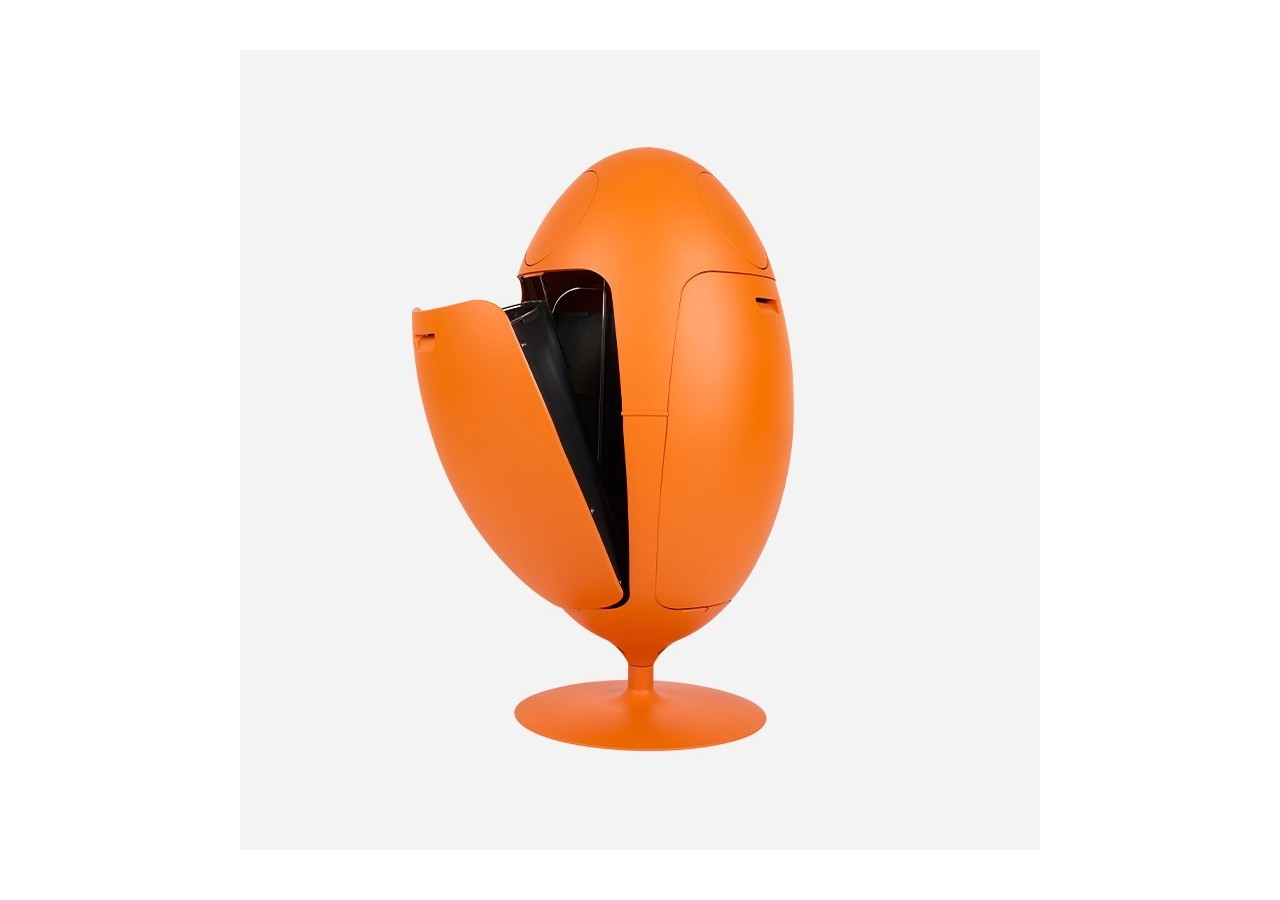Poubelle de tri sélectif 3 compartiments de 18l Ovetto Galà orange mat satiné - S-DOV010G0312 - Soldidesign