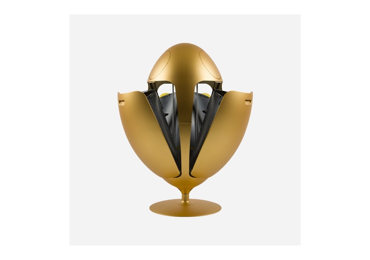 Poubelle de tri sélectif 3 compartiments de 18l Ovetto métal or - S-DOV010M0402 - Soldidesign