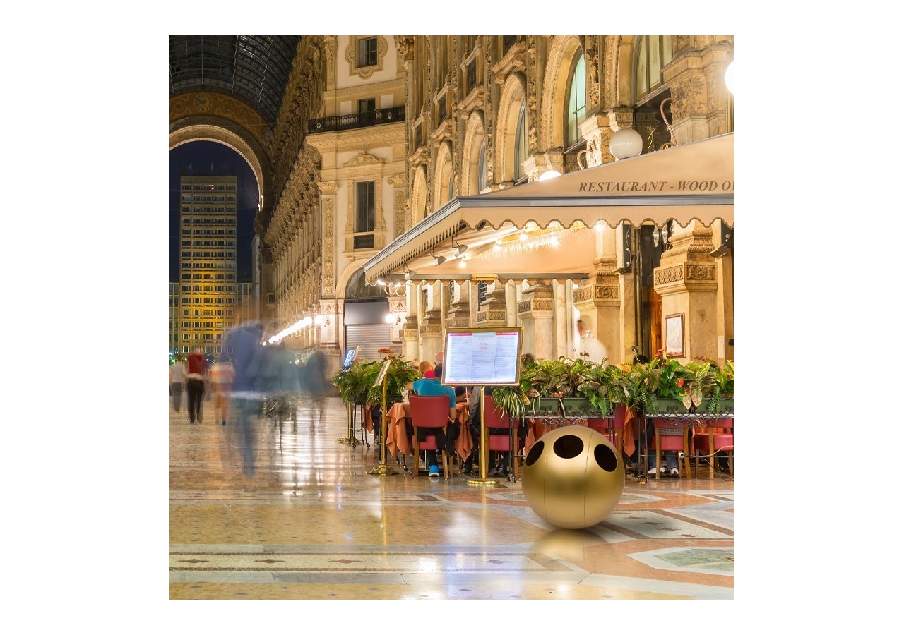 Poubelle de tri sélectif 3 compartiments 1x60l 2x30l Sfera or - S-DSF020M0401 - Soldidesign