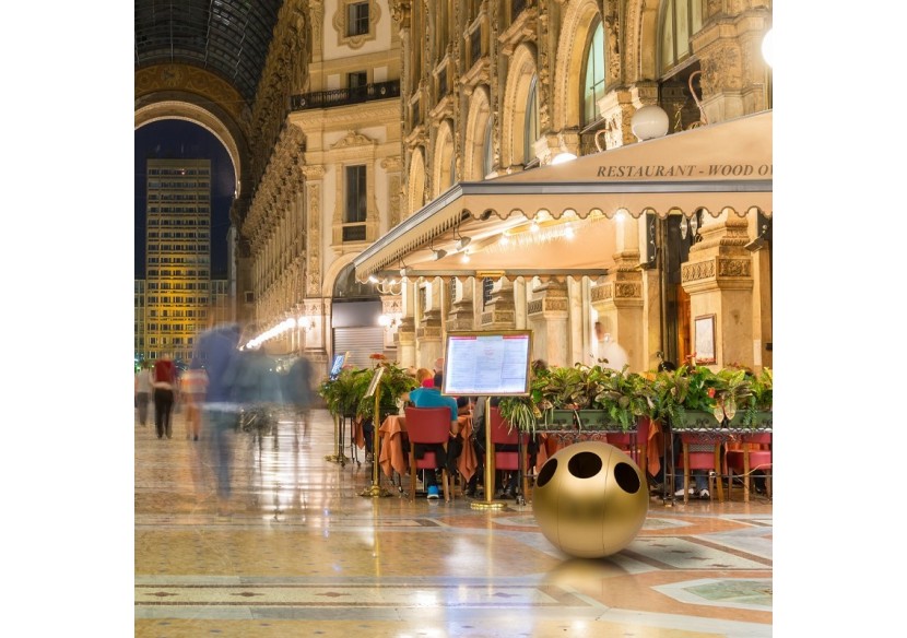 Poubelle de tri sélectif 3 compartiments 1x60l 2x30l Sfera or - S-DSF020M0401 - Soldidesign