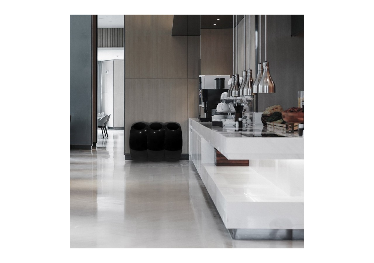 Poubelle de tri sélectif 60l Hémisphère noir - S-DSF020A0102 - Soldidesign