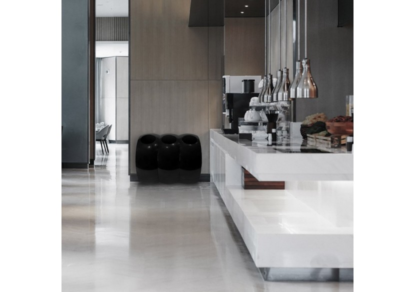 Poubelle de tri sélectif 60l Hémisphère noir - S-DSF020A0102 - Soldidesign