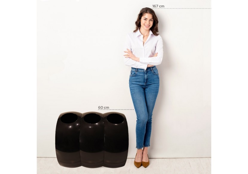 Poubelle de tri sélectif 3 compartiments de 60l Modular noir - S-DSF-SC3-020A0602 - Soldidesign