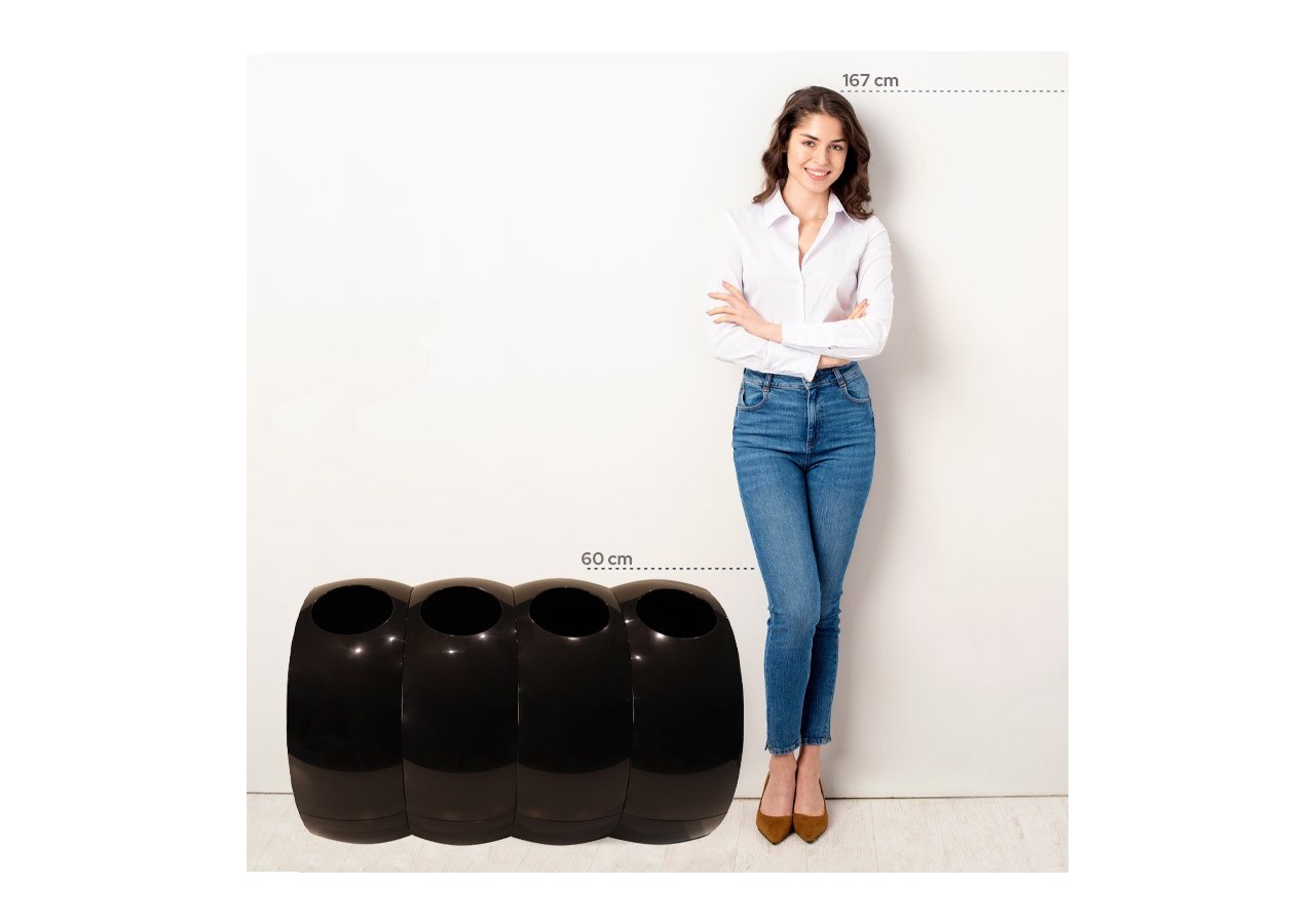 Poubelle de tri sélectif 4 compartiments de 60l Modular noir - S-DSF-SC3L2-020A0605 - Soldidesign