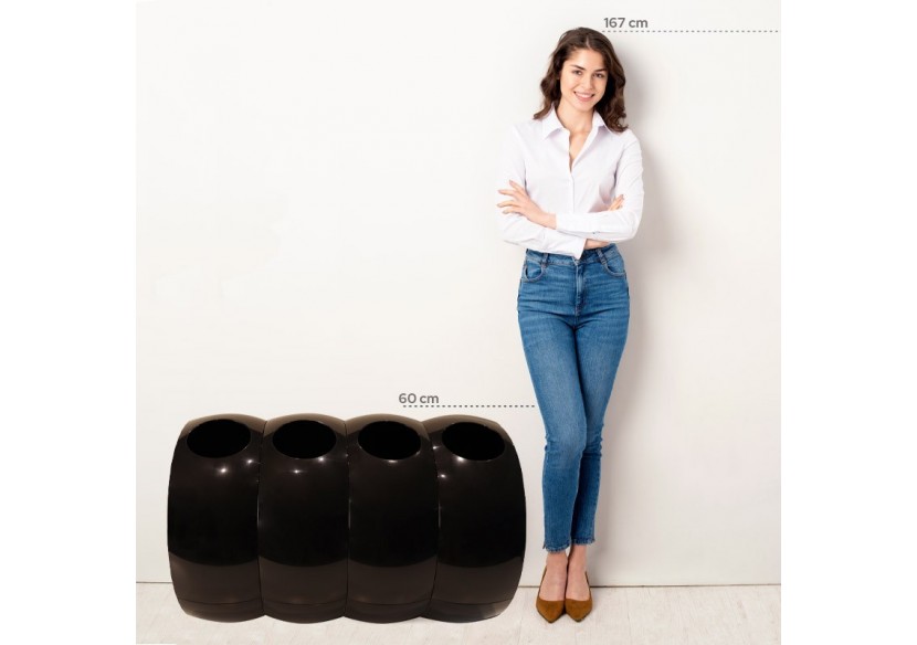 Poubelle de tri sélectif 4 compartiments de 60l Modular noir - S-DSF-SC3L2-020A0605 - Soldidesign