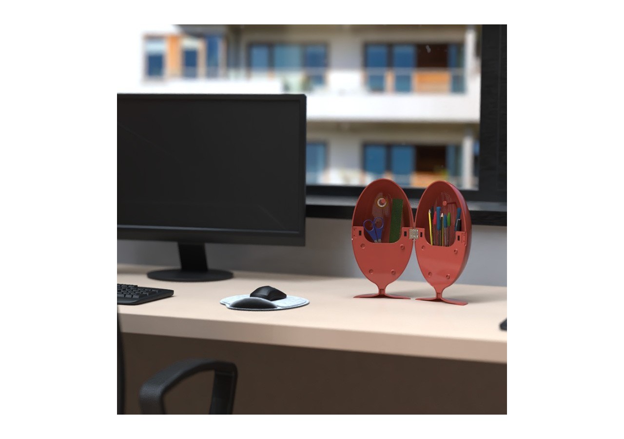 Organisateur de bureau Lovino rouge - S-DLOV030A0102 - Soldidesign