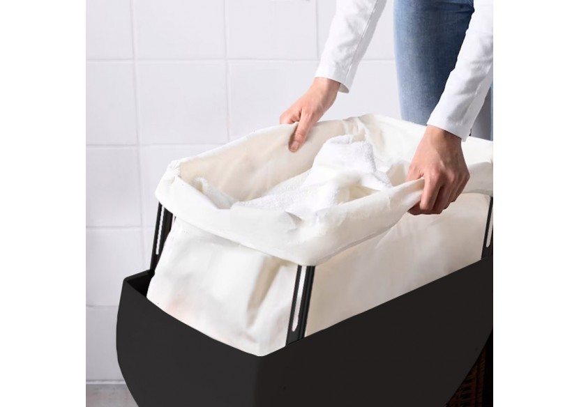 Panier à linge 60l Buc noir - S-DSFBUC020G0503 - Soldidesign