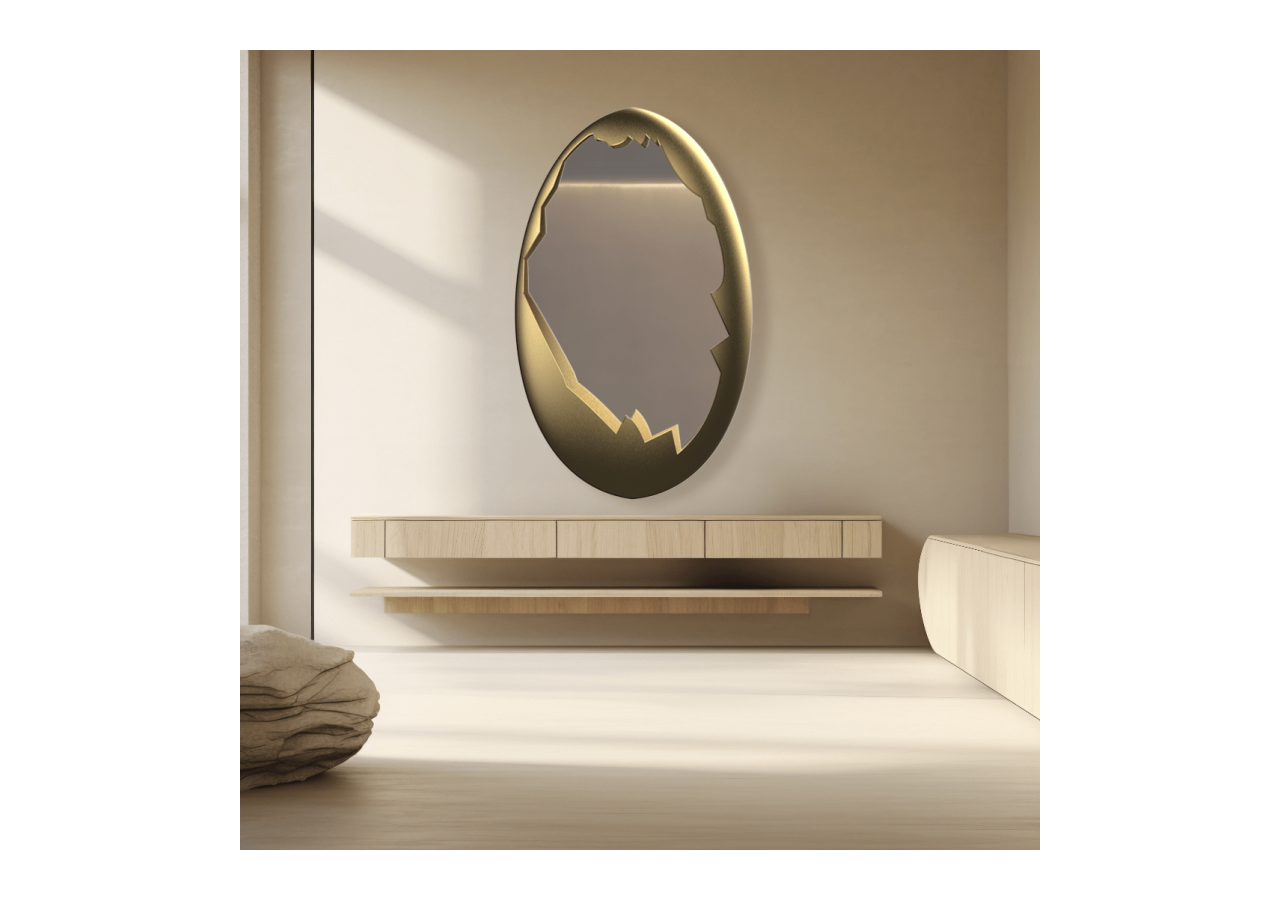 Miroir design O-Voila Or 162cm - S-DO-V060A0103 - Soldidesign