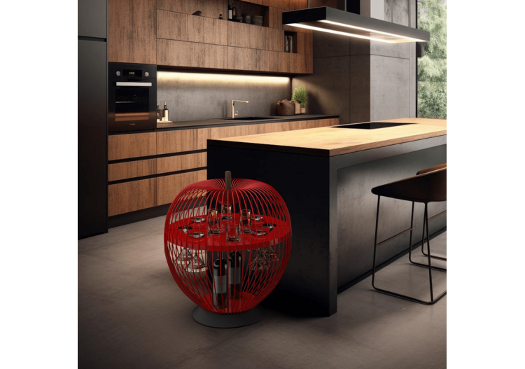 Meuble bar Eva Rouge - S-DEVA040A0102 - Soldidesign