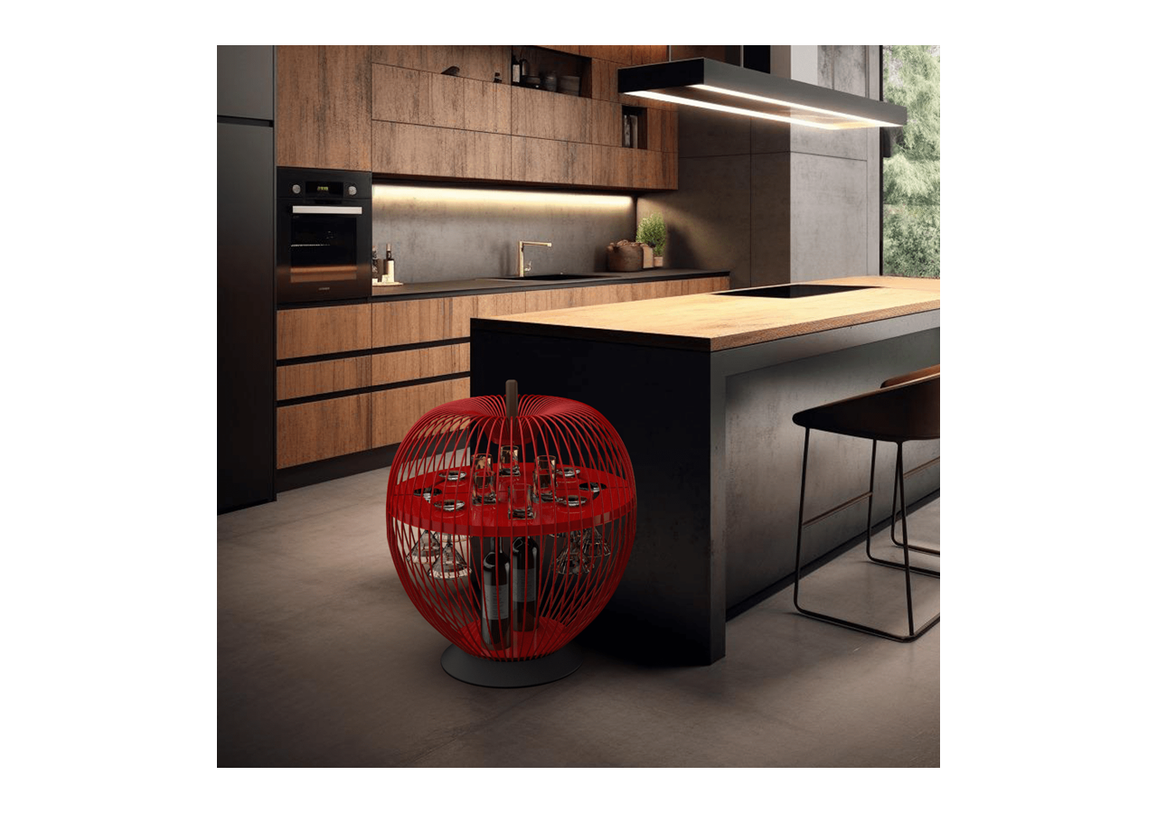 Meuble bar Eva Rouge - S-DEVA040A0102 - Soldidesign