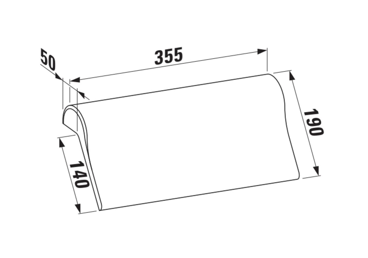Appuie-tête Lb3 Noir 355 x 190 x 50 mm - H2946800160001 - Laufen