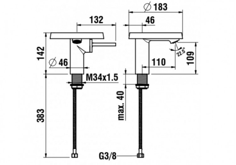 Mitigeur de lavabo bec 110 mm sans vidage avec tablette 'disc' transparent cristal Kartell - H3113310041101 - Laufen 2