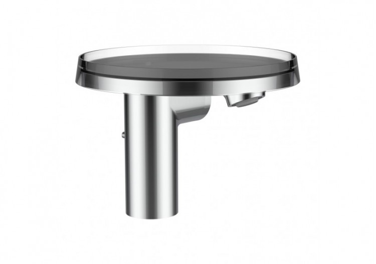 Mitigeur de lavabo bec 110 mm avec vidage et tablette 'disc' transparent cristal Kartell - H3113310041111 - Laufen