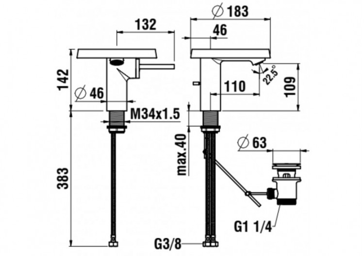 Mitigeur de lavabo bec 110 mm avec vidage et tablette 'disc' transparent cristal Kartell - H3113310041111 - Laufen 2
