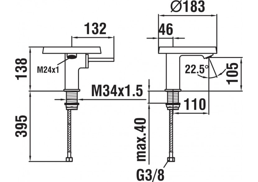 Mitigeur de lavabo bec 110 mm Kartell - H3113310041131 - Laufen