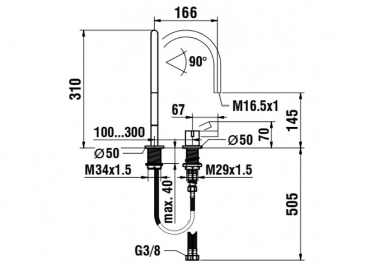 Mitigeur de lavabo 2 trous bec orientable 166 mm sans vidage Kartell - H3113320012201 - Laufen 2