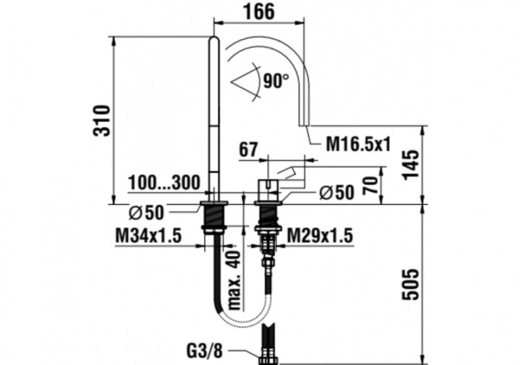 Mitigeur de lavabo 2 trous bec orientable 166 mm sans vidage Kartell - H3113320042201 - Laufen 2