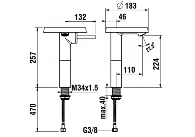 Mitigeur de lavabo rehaussé bec 110 mm Kartell - H3113380041101 - Laufen