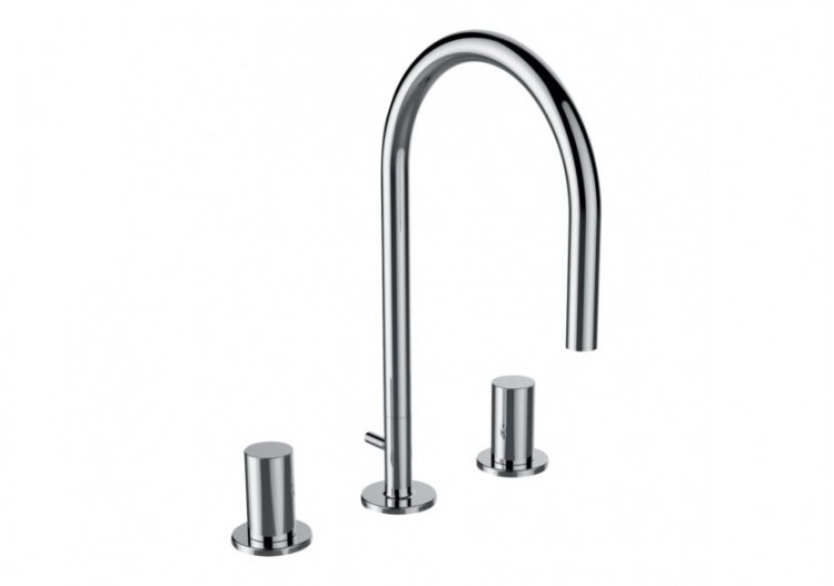 Mitigeur de lavabo 3 trous bec orientable 166 mm avec tirette avec vidage Kartell - H3123330042211 - Laufen