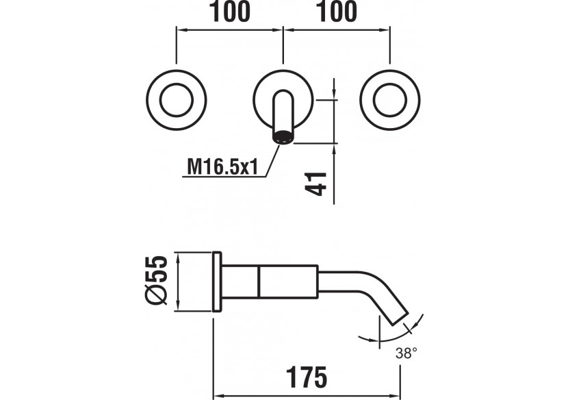 Mitigeur de lavabo 2 poignées encastré bec 175 mm Kartell - H3123360821201 - Laufen
