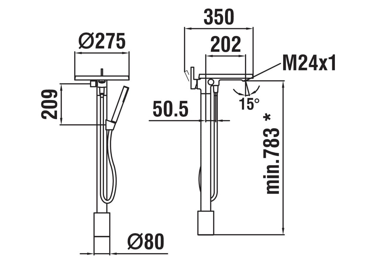 Mitigeur de bain rehaussé Kartell - H3213310041211 - Laufen