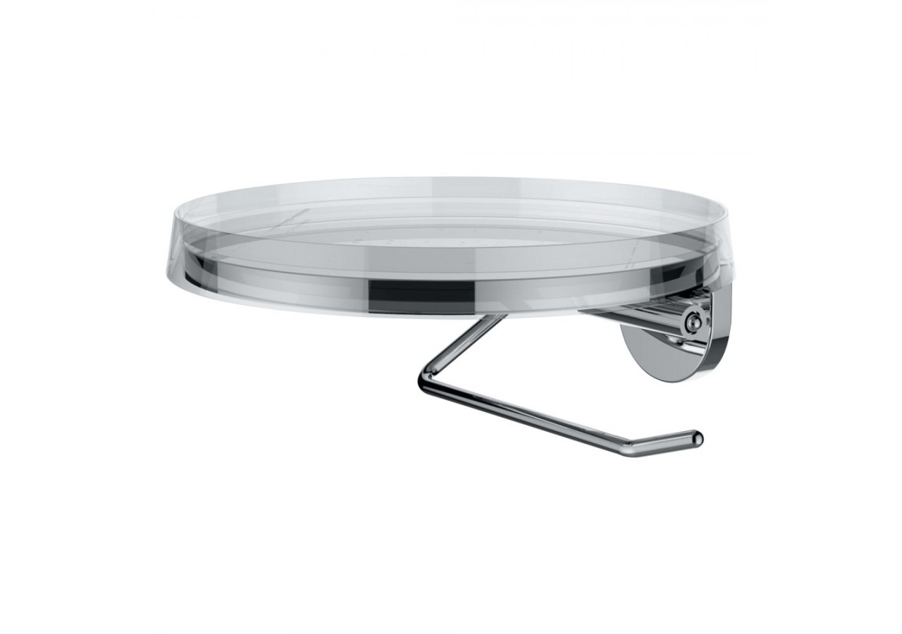 Porte-papier diamètre 185 mm avec tablette 'disc' transparent cristal Kartell Chromé - H3843320040001 - Laufen