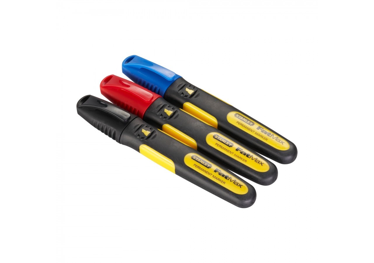 MARQUEUR 3 COULEURS POINTE LARGE BISEAUTEE - CARTE 3PCS - FATMAX - 0-47-315 - Stanley
