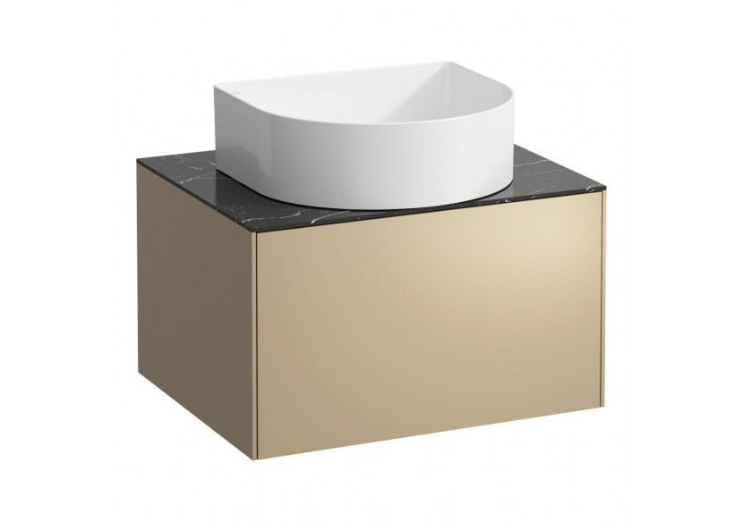 Meuble sous lavabo Sonar Doré (laqué), plan noir Marquina 575 x 455 x 340 mm - H4054010341401 - Laufen