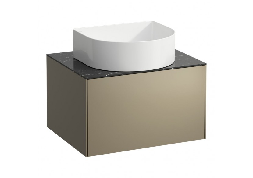 Meuble sous lavabo Sonar Titane, plan marbre noir Marquina 575 x 455 x 340 mm - H4054010341421 - Laufen