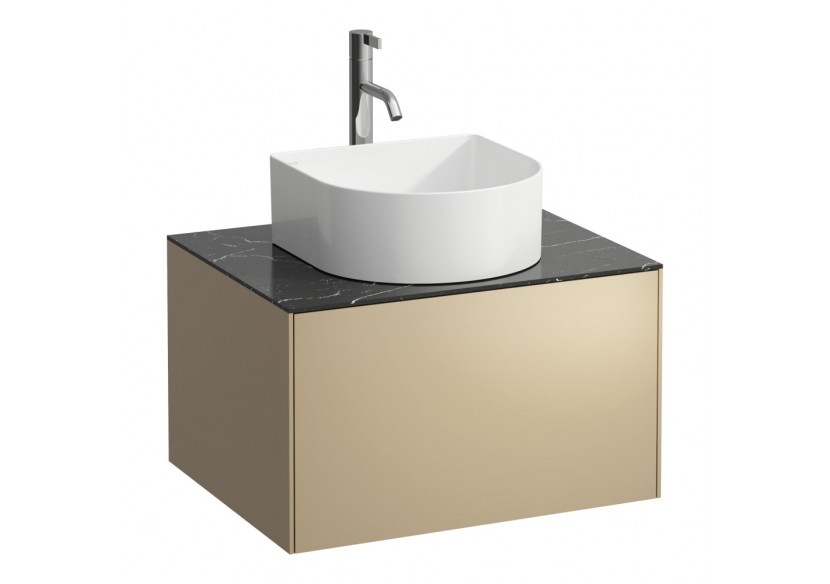 Meuble sous lavabo 1 tiroir Sonar Doré (laqué), plan noir Marquina 575 x 455 x 340 mm - H4054050341401 - Laufen