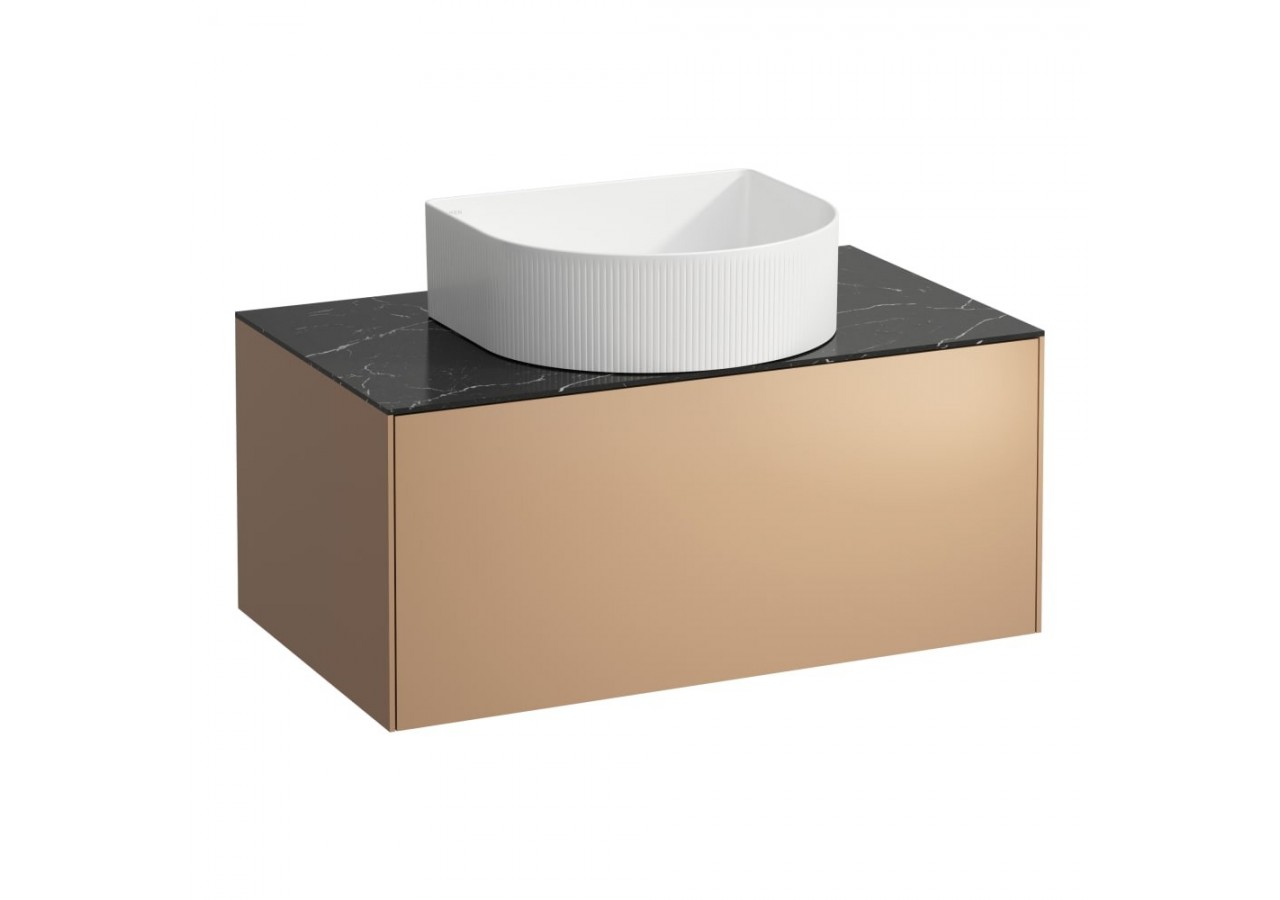 Meuble sous lavabo Sonar Cuivre(laqué), plan noir Marquina 775 x 455 x 340 mm - H4054110341411 - Laufen