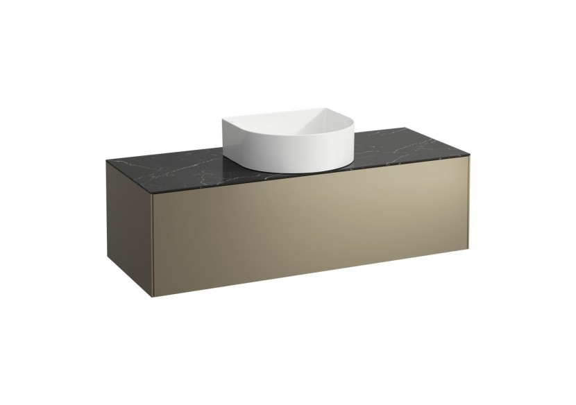 Meuble sous lavabo Sonar Titane, plan marbre noir Marquina 1175 x 455 x 340 mm - H4054210341421 - Laufen