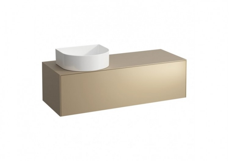 Meuble sous lavabo 1 tiroir découpe à gauche Sonar Doré (laqué) 1175 x 455 x 340 mm - H4054220340401 - Laufen