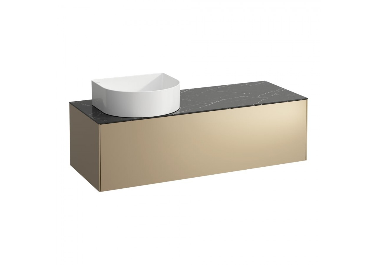 Meuble sous lavabo 1 tiroir Sonar Doré (laqué), plan noir Marquina 1175 x 455 x 340 mm - H4054220341401 - Laufen