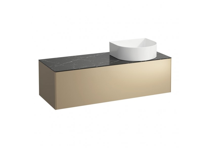 Meuble sous lavabo 1 tiroir Sonar Doré (laqué), plan noir Marquina 1175 x 455 x 340 mm - H4054230341401 - Laufen