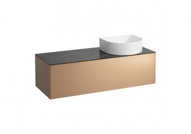 Meuble sous lavabo 1 tiroir Sonar Cuivre(laqué), plan noir Marquina 1175 x 455 x 340 mm - H4054230341411 - Laufen